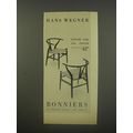 1956 Bonniers Hans Wegner Chairs Advertisement
