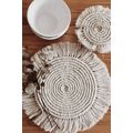 Beige Boho Tassel Macrame Placemats 15*15cm