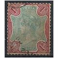 India 1892 SG106 1 Rupee Green & Aniline Carmin...