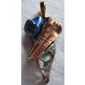 Blue/Rust Dichroic Fused Glass Dimensional Pend...