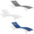 Modern Patio Chaise Lounge Chair Breathable Mes...