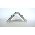 Large shiny triangle silver turquoise blue desi...