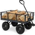 Heavy Duty Grey Steel Garden Utility Cart Wagon...