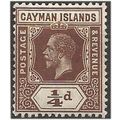 Cayman Islands 1913 SG40 1/4d Brown Mounted Min...