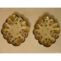 PAIR of TWO 2 HAND PAINTED FLOWER SHAPED JAPANE...