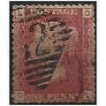 1858 SG43 1d Rd Plate 87 Good/Fine Used Check L...