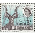 RHODESIA, MAMMAL, Greater Kudu, blue 1966, 3d