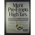 1980 Merit Cigarettes Ad - Pre-Empts High Tars