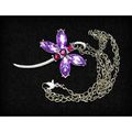 Purple Crystal Butterfly Charm Pendant Silver T...