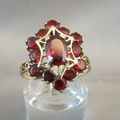 ANTIQUE 10K YELLOW GOLD NATURAL GARNET CLUSTER ...