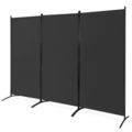 6-Ft Black 3-Panel Room Divider Screen with Ste...