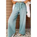 Smoke Green Mineral Wash Drawstring High Waist ...