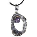 Natural Agate Third Eye Pendant Grey Amethyst