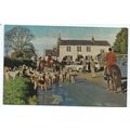 postcard fox hunting scene salmon 1970s unposted