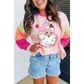 Pink Christmas Santa Claus Graphic Colorblock P...