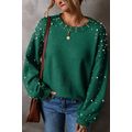 Evergreen Pearled Drop Shoulder Round Neck Sweater