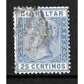 GIBRALTAR 1889 SG26 25c ULTRAMARINE FINE USED