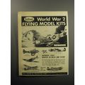 1968 Paul K. Guillow World War 2 Flying Model Kits Ad - P-51 Mustang, FW-190