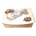 Vintage Pink Pearl Jewelry Box White Violin & F...