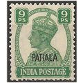 Patiala (ICS) 1942 SG105 9p Green Unmounted Min...