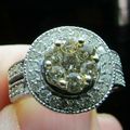 CHAMPAGNE & WHITE DIAMONDS 14k WHITE GOLD RING ...