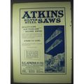1922 Atkins Silver Steel Saws Ad - Quality