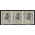 1902/1907 Michel 113c - fine used (o) - strip of 3