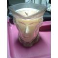 Avon Colonial man head glass candle holder