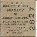 L.N.E.R. Edmondson Ticket - Bramley to Pudsey L...