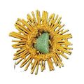 Vintage Brooch Starburst Gold & Aventurine Ston...