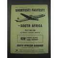 1957 South African Airways Ad - Shortest! Fastest! To South Africa Fly DC-7B