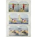 Lot of 3 Antique Color Stereoview Cards, Sailin...