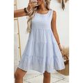 Light Blue Plaid Tiered A-line Sleeveless Mini ...
