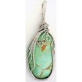 Turquoise Stainless Wire Wrap Gemstone Pendant 31