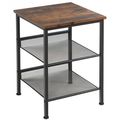 3-Tier Industrial End Table with Mesh Shelves a...