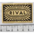 vintage Matchbox Label - Rival, Stockholm, Sweden