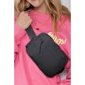 Black Wide Belt Zipped Square Crossbody Bag