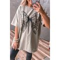 Casual Oversize Big Bow Printed Drop Shoulder T...