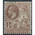 Barbados 1912 SG170 1/4d Brown Fine Used.. .