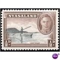 Nyasaland KGVI 1945 ½d Black & Chocolate Mounte...