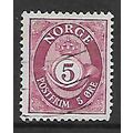 NORWAY 1893 POST HORN TYPE D 5 ORE PURPLE SG 52...