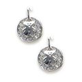 T-Bear Charm w/ Crystals Earrings - Rhodium Pla...