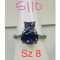 Ring Bomb Party Sz8 RBP Square/Oval Purple Gems...
