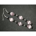 Exquisite smoky purple cats eye & black glass l...