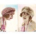 2 CARTES POSTALES - MODE - FEMME A CHAPEAU - REF 1