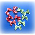 10 small red & green gingham 7mm Ribbon Bows Em...