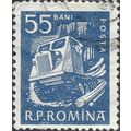 ROMANIA, ROAD, Timber truck, blue 1960, 55bani