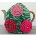 Hand Knitted, Thick, 6 Cup Tea Cosy Decorated w...