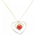 Pink Pressed Flowers Pendant Heart Shaped Penda...
