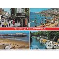 Norfolk Multiview Postcard posted 1990 creased